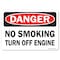Signmission OSHA Danger Sign, No Smoking Turn Off Engine, 24in X 18in Rigid Plastic, 18" W, 24" L, Landscape OS-DS-P-1824-L-19450 - alternate 1